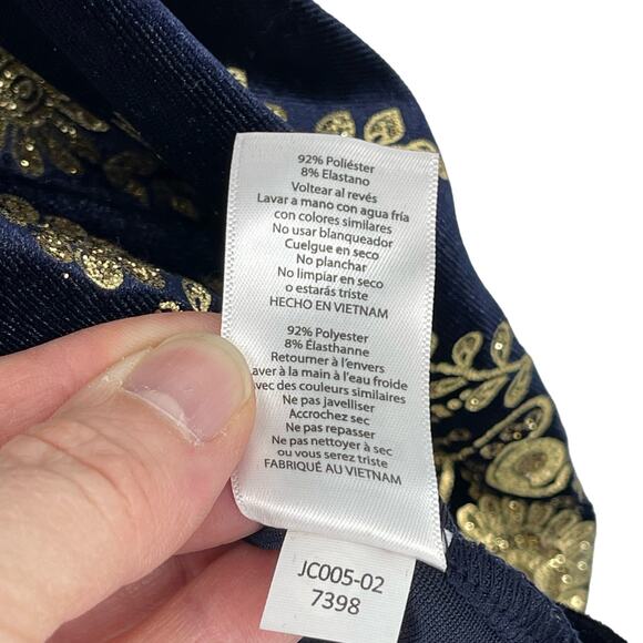 Lularoe Small Elegant Amelia Navy Gold Flowers Holiday Dress Sz S Christmas - Picture 3 of 16